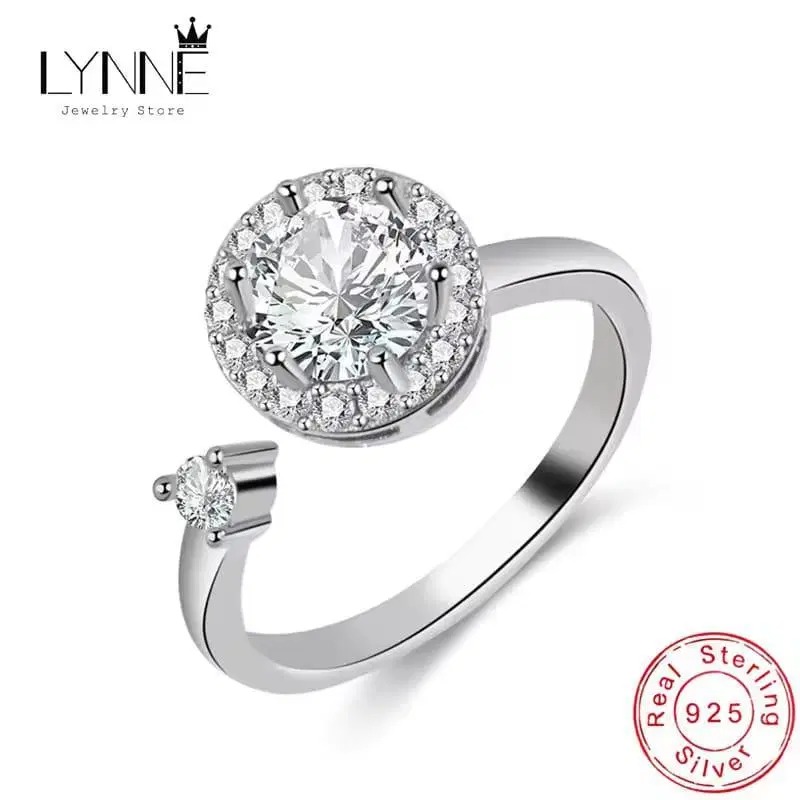 Multi-Charm Adjustable Ring in 925 Sterling Silver with Zircon Stone