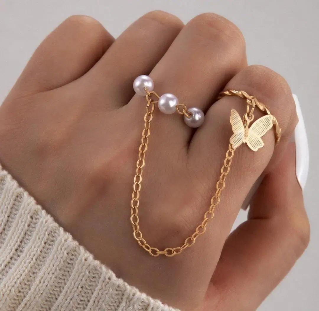 Gold Plated Adjustable Rings Set