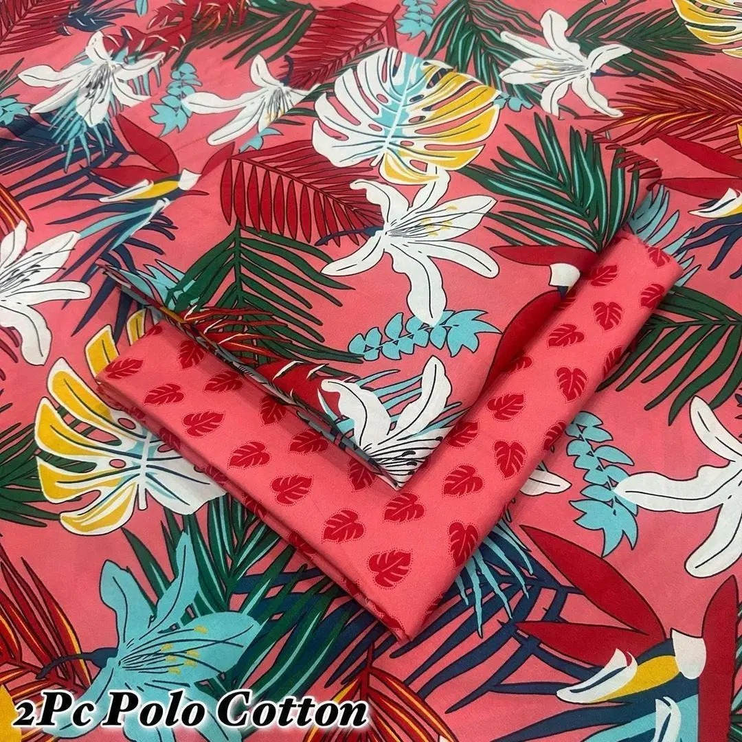 2 Pcs Women's Unstitched Printed Suit