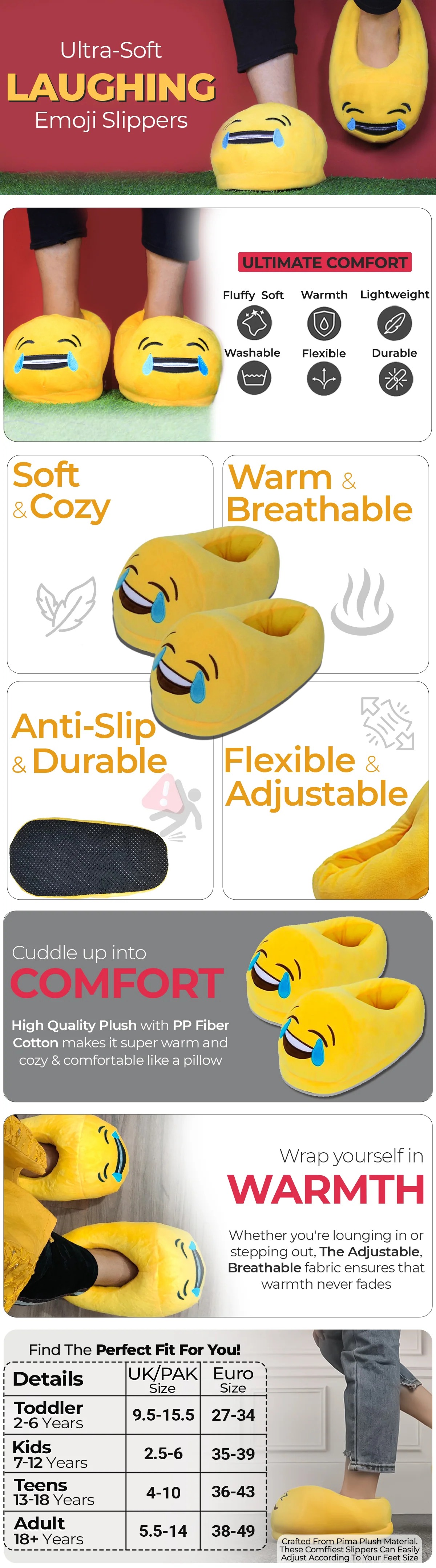 Laughing Emoji Slipper Comfortable and Warmth