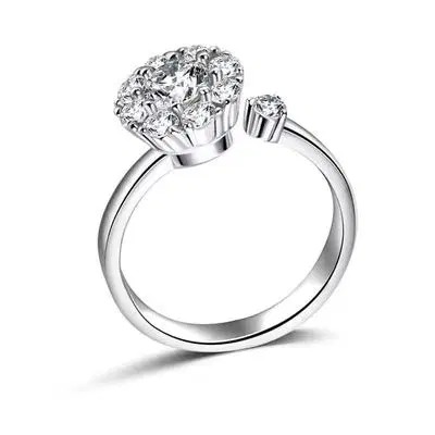 Multi-Charm Adjustable Ring in 925 Sterling Silver with Zircon Stone
