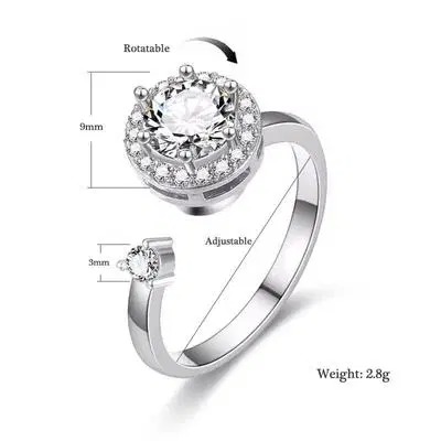 Multi-Charm Adjustable Ring in 925 Sterling Silver with Zircon Stone