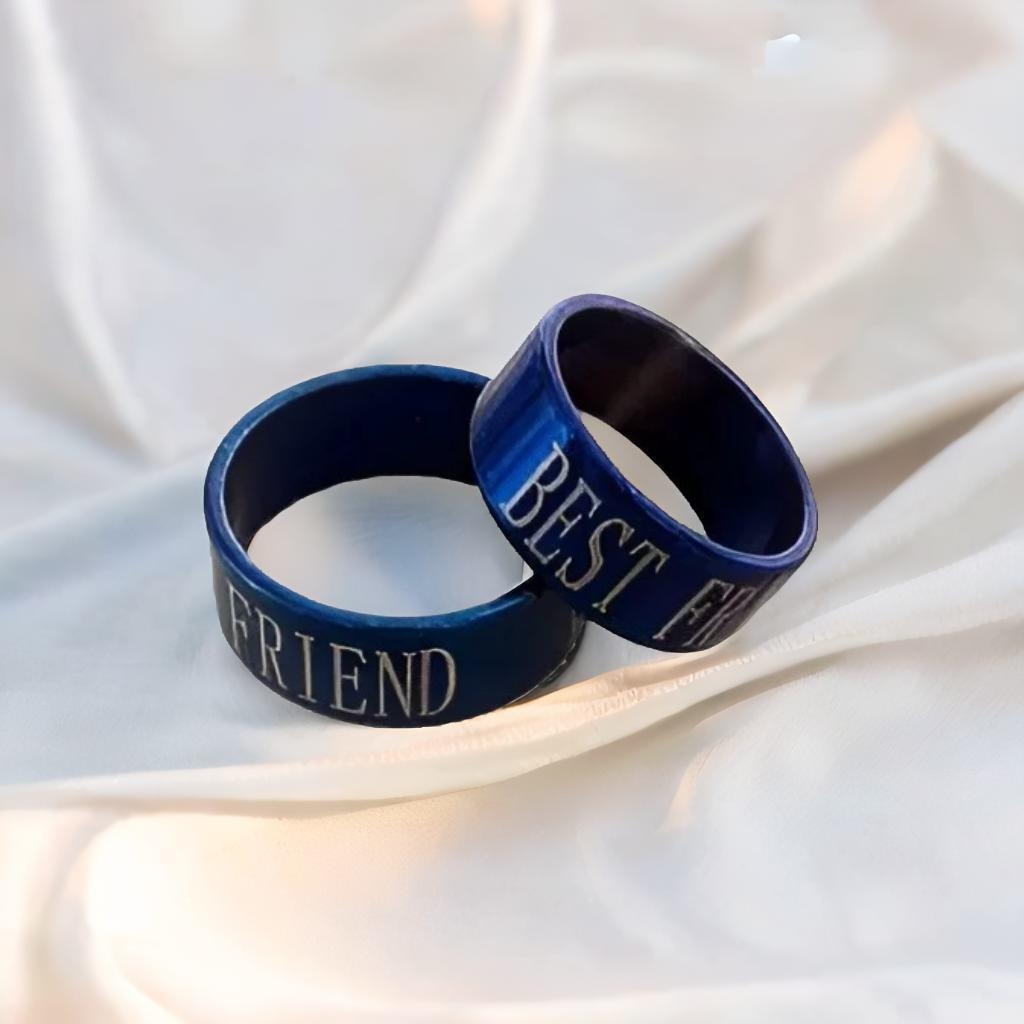 Best Friend Charm Ring - Unisex Stainless Steel Design (1 Pc) in Blue