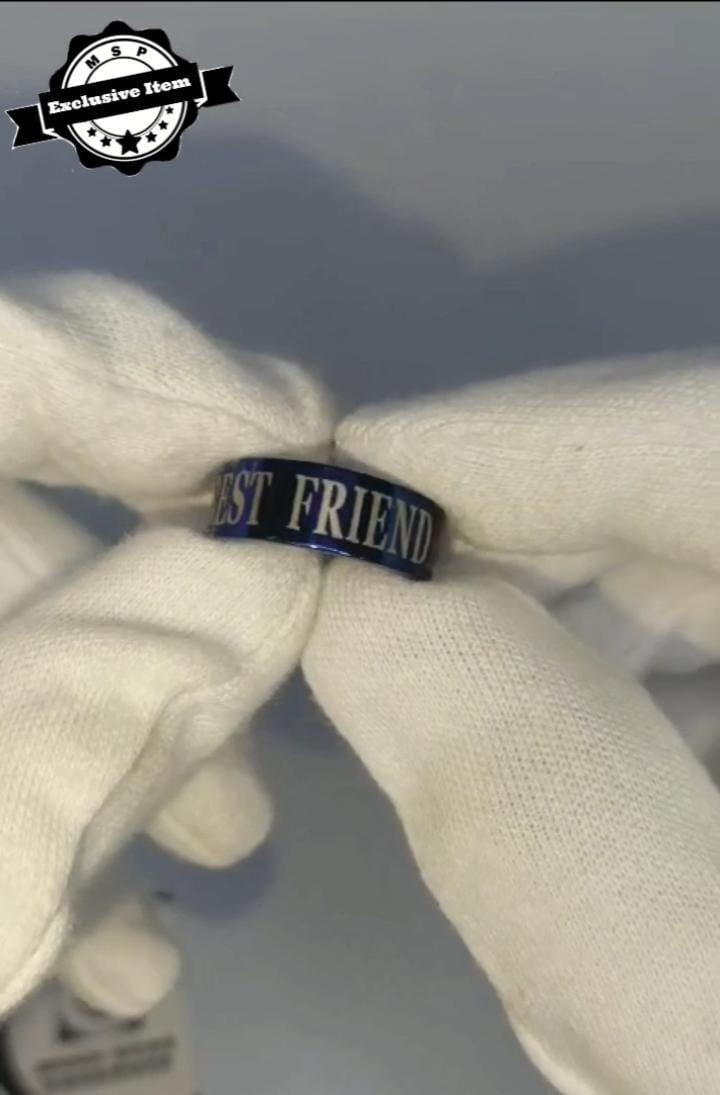 Best Friend Charm Ring - Unisex Stainless Steel Design (1 Pc) in Blue