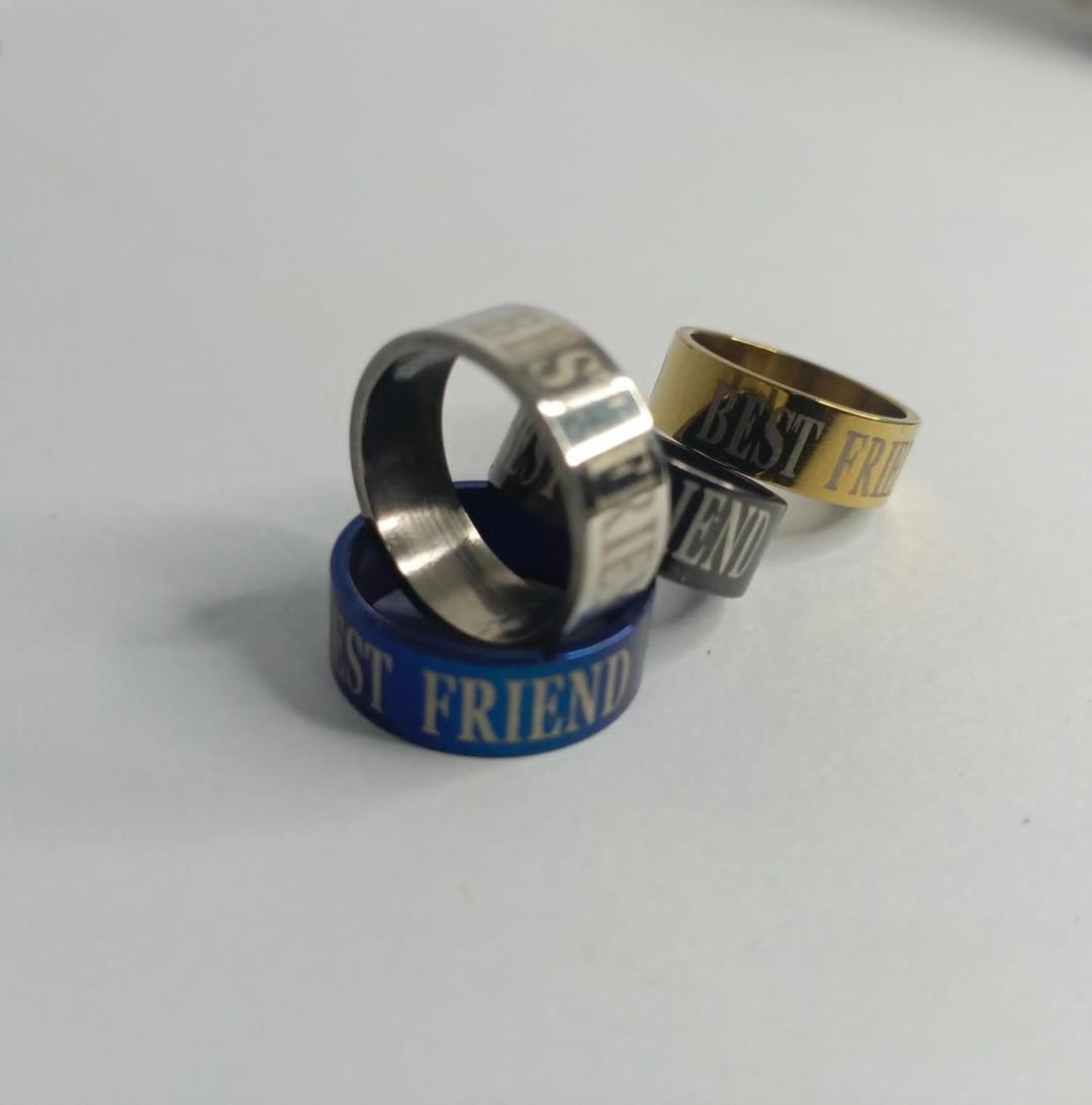 Best Friend Charm Ring - Unisex Stainless Steel Design (1 Pc) in Blue