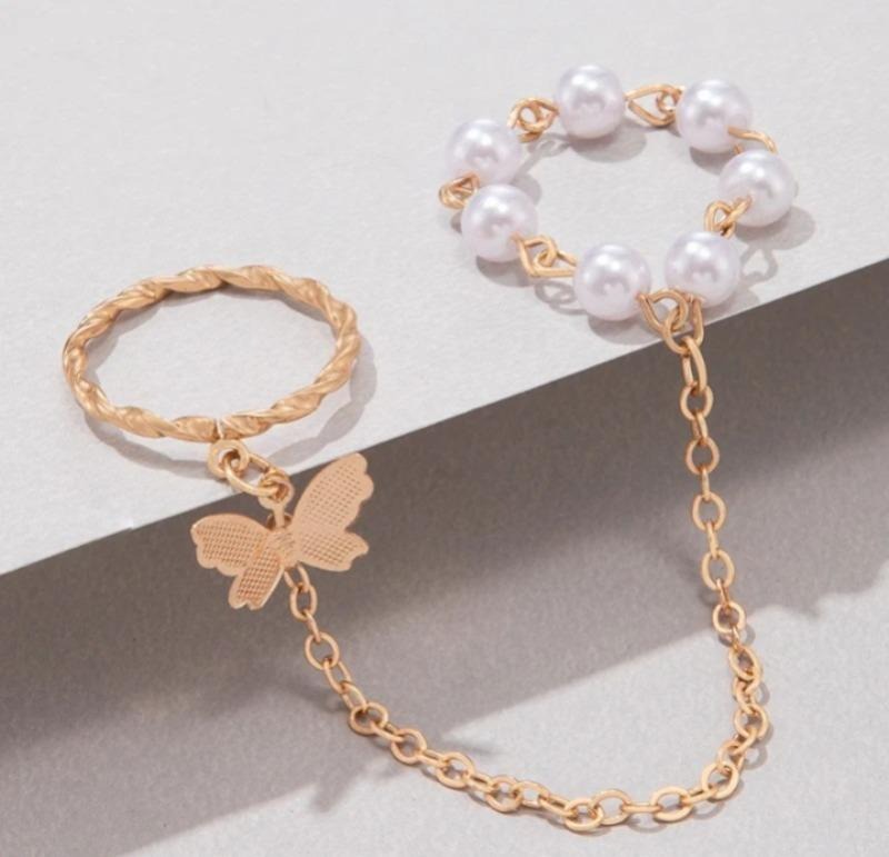 Gold Plated Adjustable Rings Set