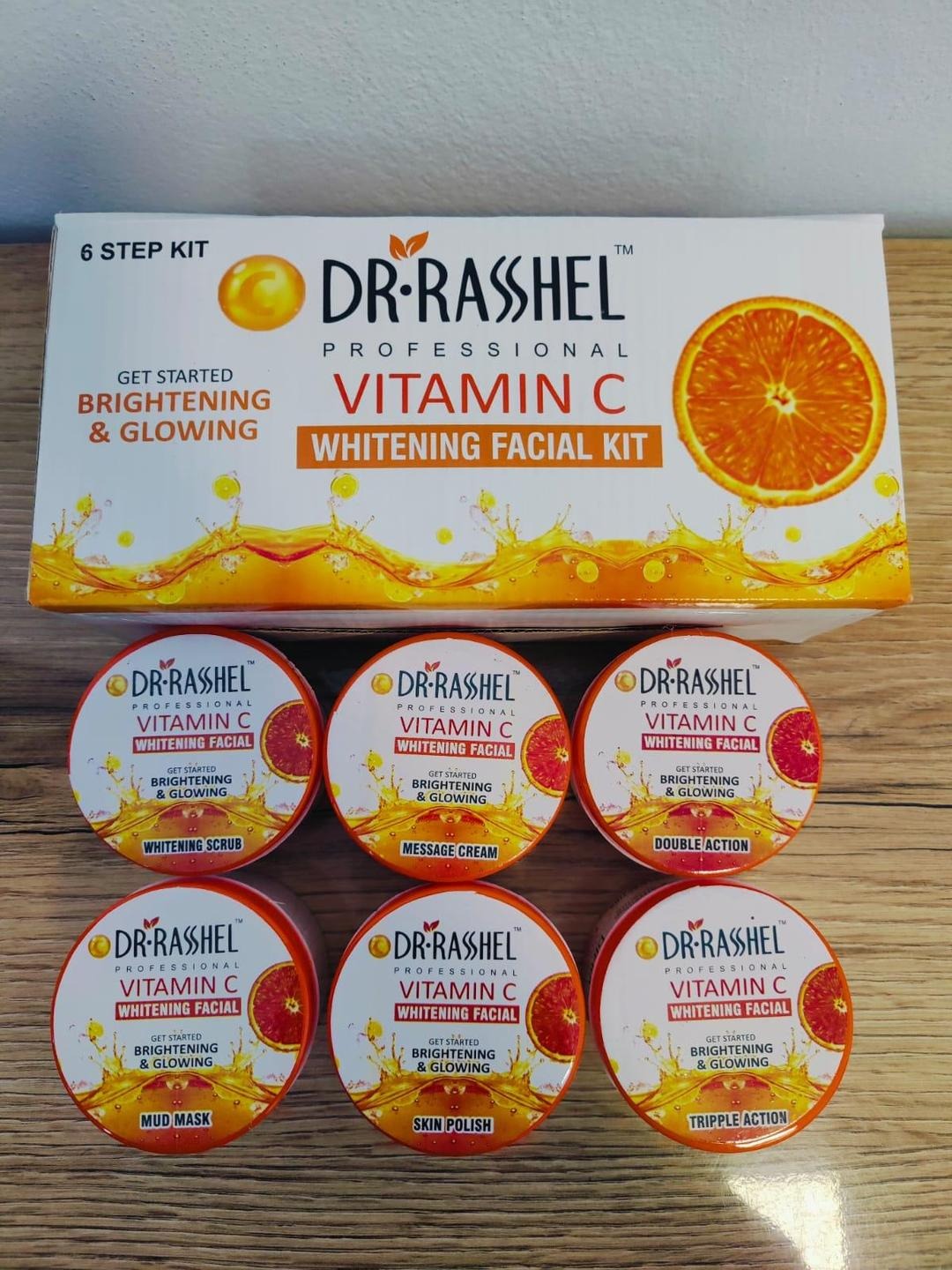 Brightening Facial Kit | 6 Pcs Cleanser & Scrub Set with Vitamin C for Glowing Skin