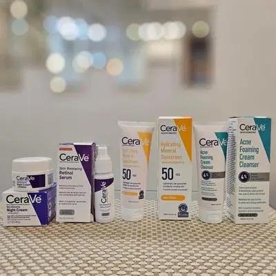 4 in 1 Skincare Bundle - Night Cream, Face Serum, Sunscreen & Facial Cleanser